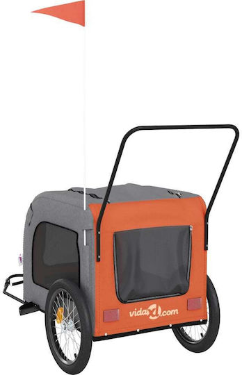vidaXL Dog Carrying Orange Bicycle Trailer for 45kg Pets L134xW73xH68cm