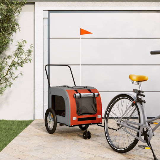 vidaXL Remorcă bicicletă pentru transport câine până la 45kg Portocaliu M121xL65xA63cm.