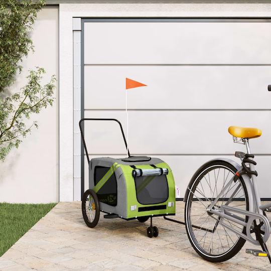 vidaXL Dog Carrying Green Bicycle Trailer for 45kg Pets L134xW72xH68cm