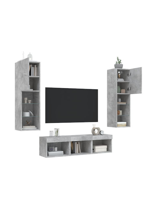 Wohnzimmer TV-Einheit Grey mit Beleuchtung L120xB30xH150cm