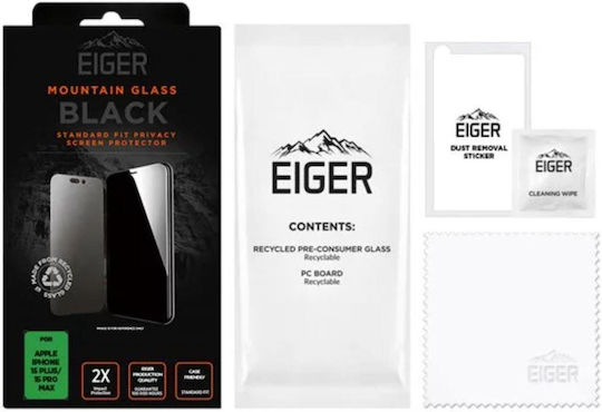 Eiger Glass 2.5D Full Face Tempered Glass Μαύρο (iPhone 15 Plus)
