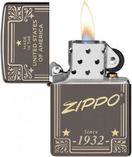 Zippo Gerahmtes Winddichtes Feuerzeug Flamme in Grau Farbe