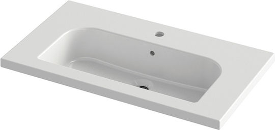 Tecla Wall Mounted Wall-mounted / Countertop Sink Porcelain 80x45x3.5cm White