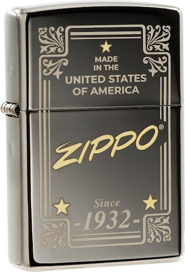 Zippo Gerahmtes Winddichtes Feuerzeug Flamme in Grau Farbe