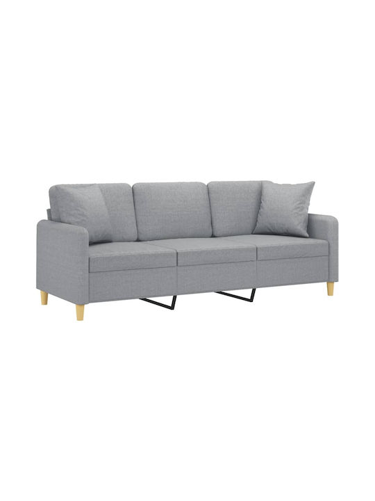 Canapea Cu Trei Locuri Gri Deschis Cu Perne Decorative 198x77x80cm