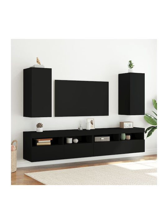 Cabinet Perete cu LED Negru 30.5x35x70cm