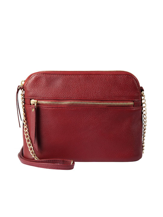 Leonardo Verrelli Leather Women's Bag Shoulder Burgundy