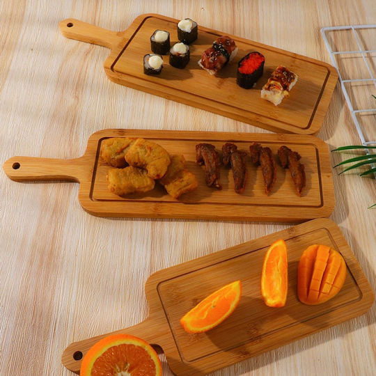 Wooden Pizza Serving Platter with Handle 28x40cm