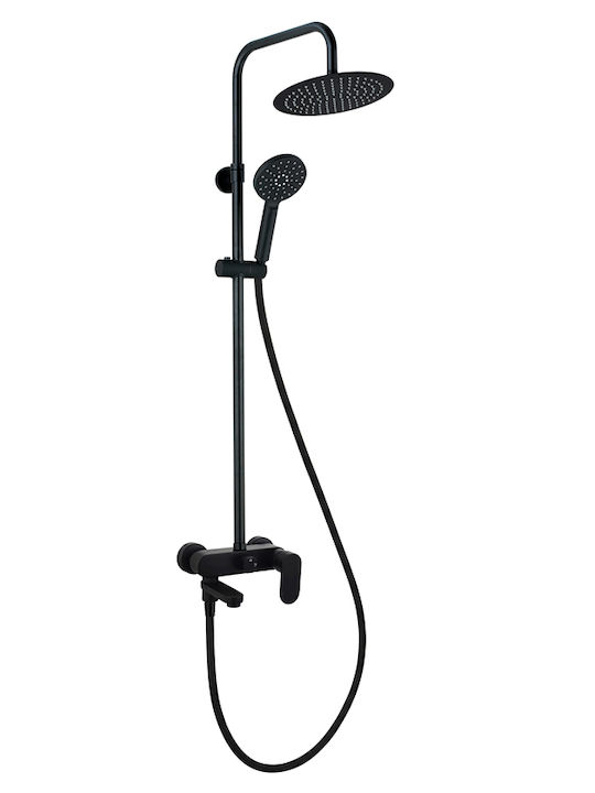 AQG Nite Verstellbare Duschsäule mit Armatur 95-150 cm Schwarz