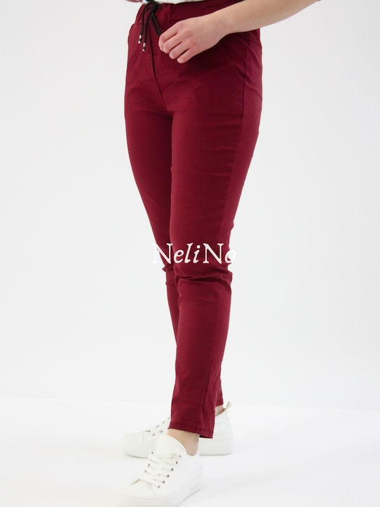 Brak Women's Fabric Trousers Burgundy