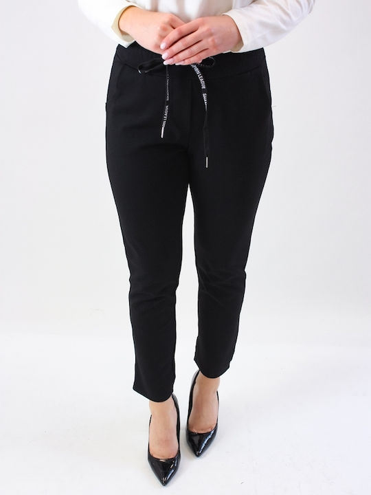 Brak Women's Fabric Trousers with Elastic Black