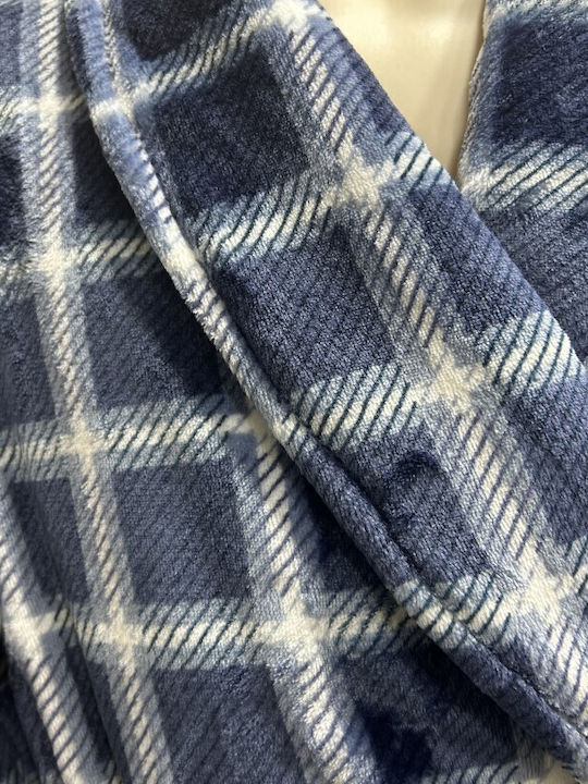 Koyote Χειμερινή Ανδρική Ρόμπα Fleece Μπλε