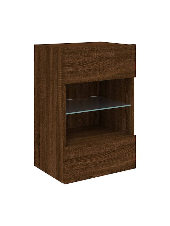 Wand Wohnzimmer Vitrine aus Spanplatte mit Glas & Beleuchtung Coffee 40x30x60.5cm