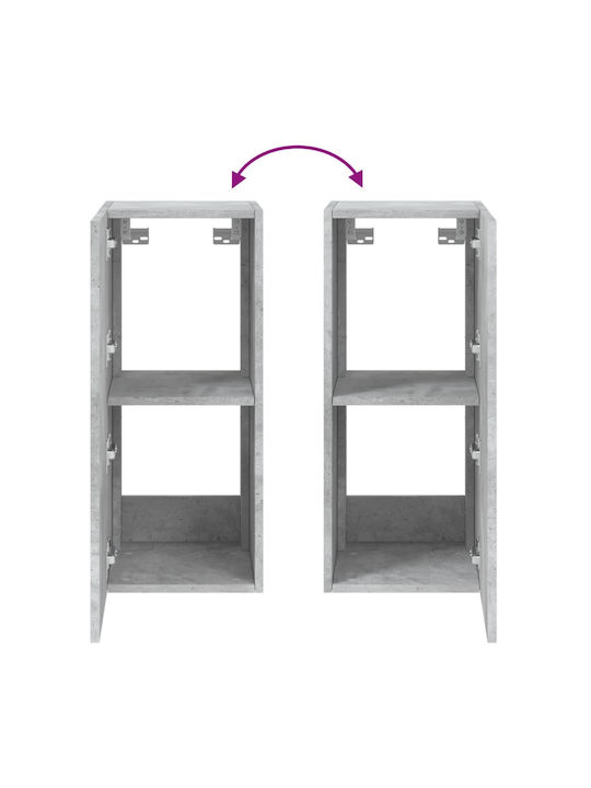 Wand Wohnzimmer Vitrine aus Spanplatte mit Glas & Beleuchtung Grey 30.5x35x70cm