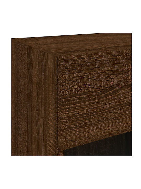 Wand Wohnzimmer Vitrine aus Spanplatte mit Glas & Beleuchtung Coffee 40x30x60.5cm