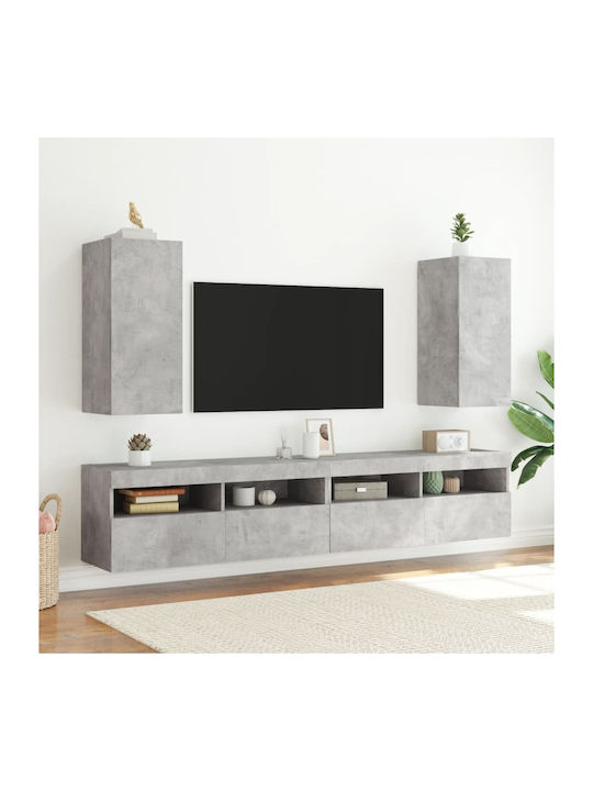 Wand Wohnzimmer Vitrine aus Spanplatte mit Glas & Beleuchtung Grey 30.5x35x70cm