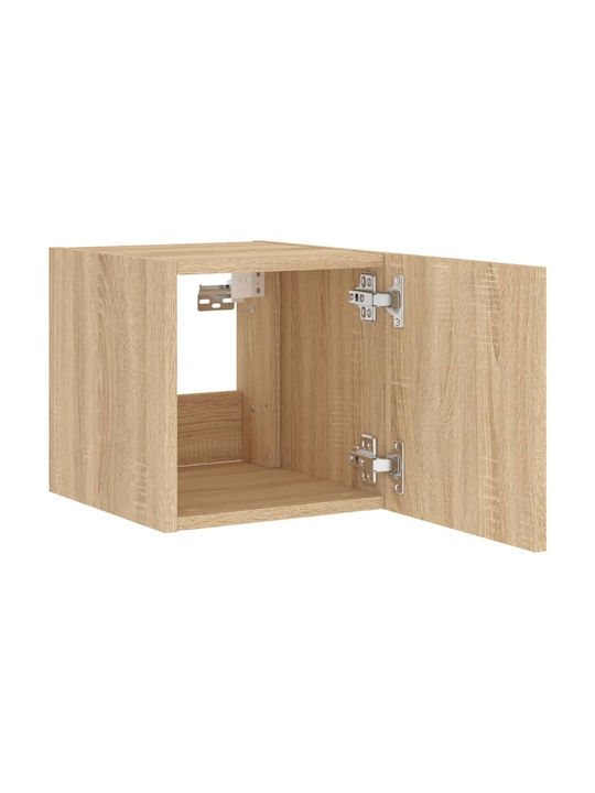 Wall Living Room Display Cabinet made of Particleboard with Glass & Lighting Sonoma Oak 30.5x35x30cm