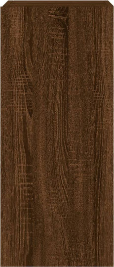 Wall Living Room Display Cabinet made of Particleboard with Glass & Lighting Brown Oak 30.5x35x70cm
