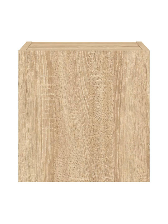 Wall Living Room Display Cabinet made of Particleboard with Glass & Lighting Sonoma Oak 30.5x35x30cm