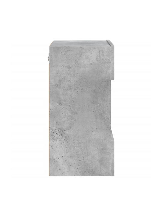 Wand Wohnzimmer Vitrine aus Spanplatte mit Glas & Beleuchtung Grey 40x30x60.5cm