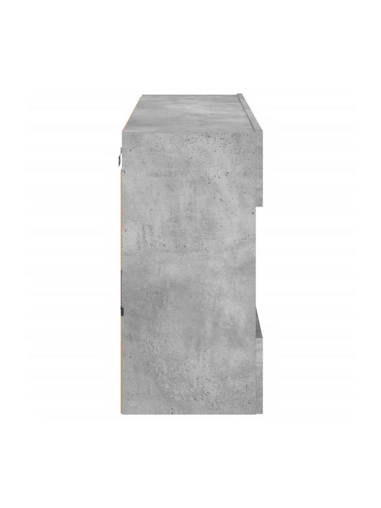 Wand Wohnzimmer Vitrine aus Spanplatte mit Glas & Beleuchtung Grey 98.5x30x60.5cm