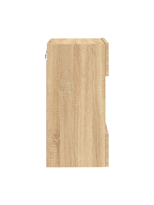 Wall Living Room Display Cabinet made of Particleboard with Glass & Lighting Sonoma Oak 40x30x60.5cm