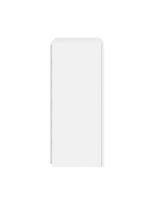 Wall Living Room Display Cabinet made of Particleboard with Glass & Lighting White 40.5x35x80cm
