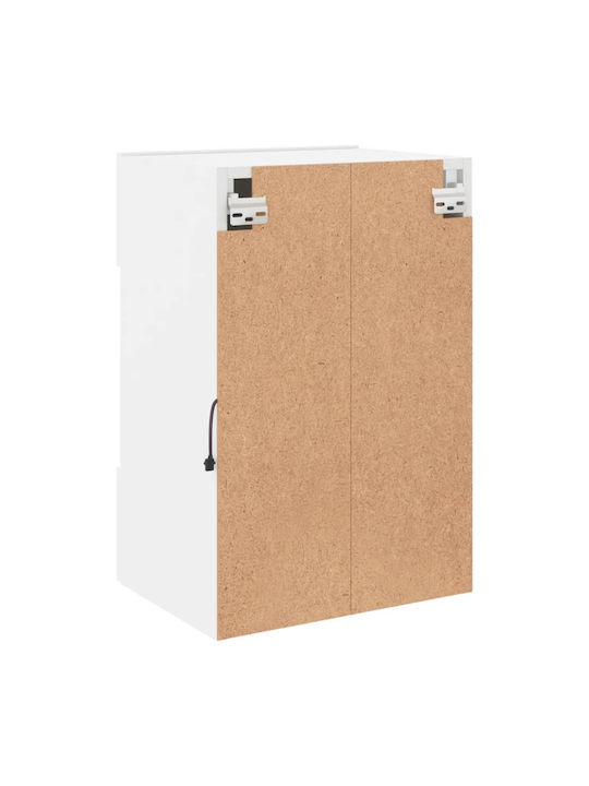 Wall Living Room Display Cabinet made of Particleboard with Glass & Lighting White 40x30x60.5cm
