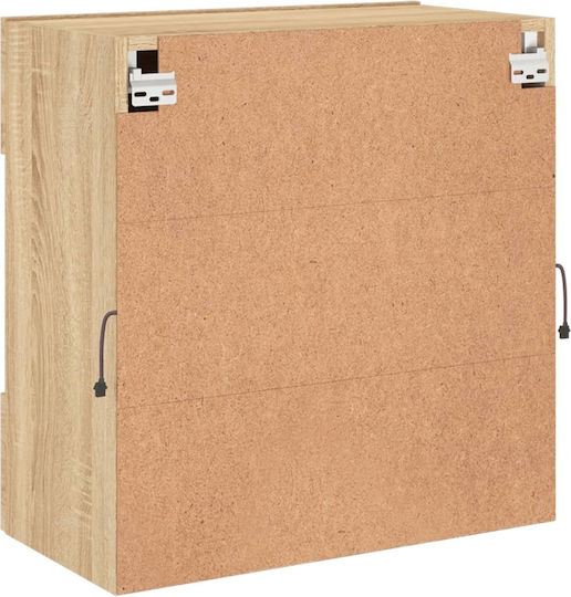 Wall Living Room Display Cabinet made of Particleboard with Glass & Lighting Sonoma Oak 58.5x30x60.5cm