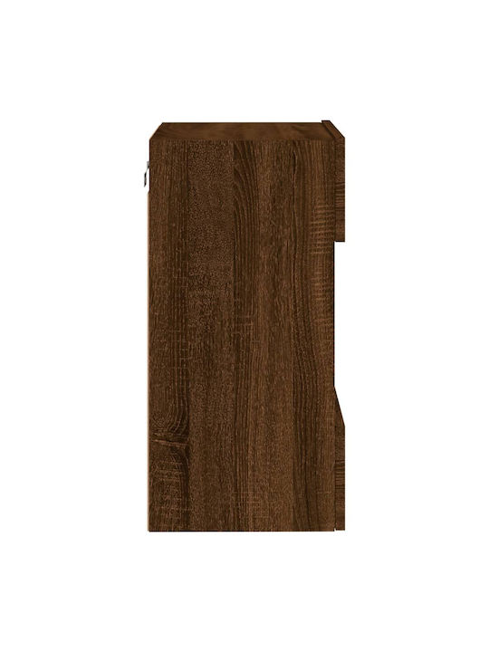Wand Wohnzimmer Vitrine aus Spanplatte mit Glas & Beleuchtung Coffee 40x30x60.5cm
