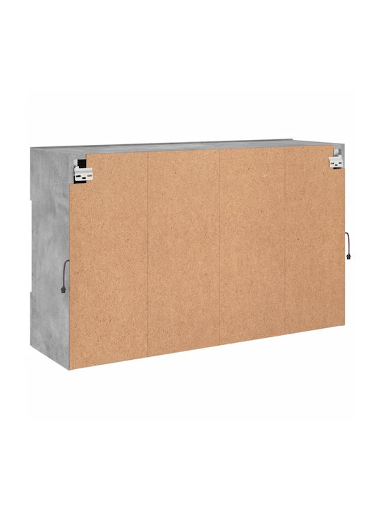 Wand Wohnzimmer Vitrine aus Spanplatte mit Glas & Beleuchtung Grey 98.5x30x60.5cm