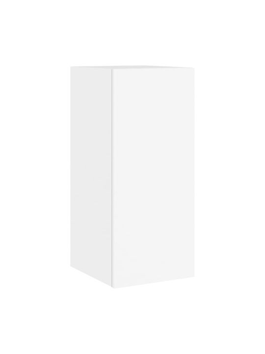 Wall Living Room Display Cabinet made of Particleboard with Glass & Lighting White 30.5x35x70cm