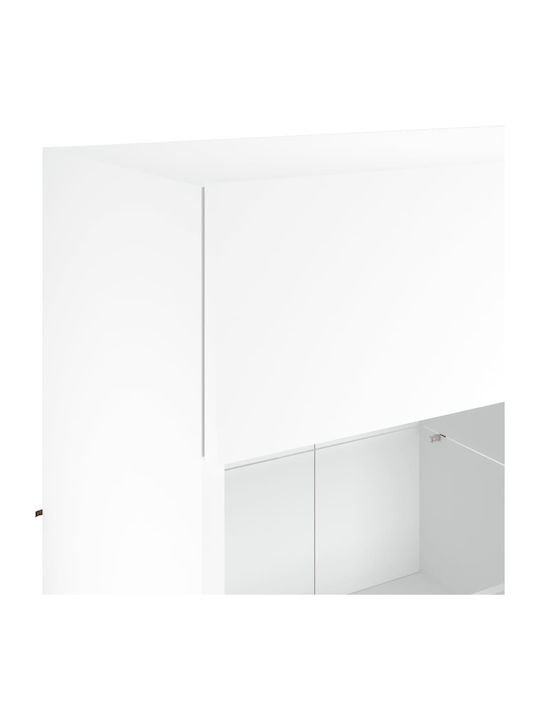 Wall Living Room Display Cabinet made of Particleboard with Glass & Lighting White 78.5x30x60.5cm
