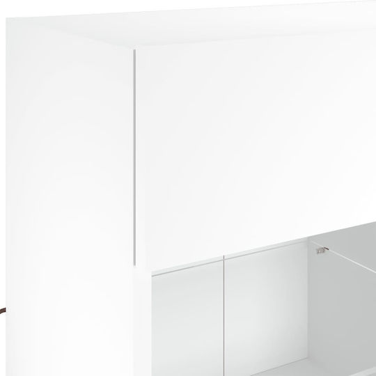 Hängevitrine fürs Wohnzimmer aus Spanplatte Weiß mit Glas & LED-Beleuchtung 78,5x30x60,5 cm