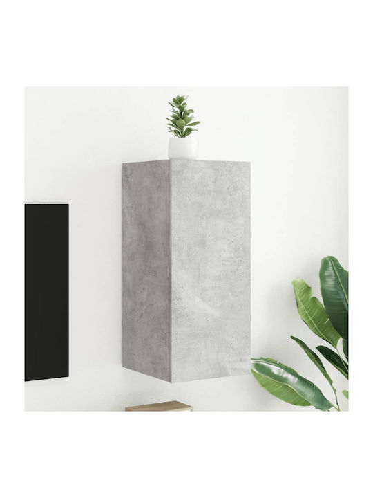 Wand Wohnzimmer Vitrine aus Spanplatte mit Glas & Beleuchtung Grey 30.5x35x70cm