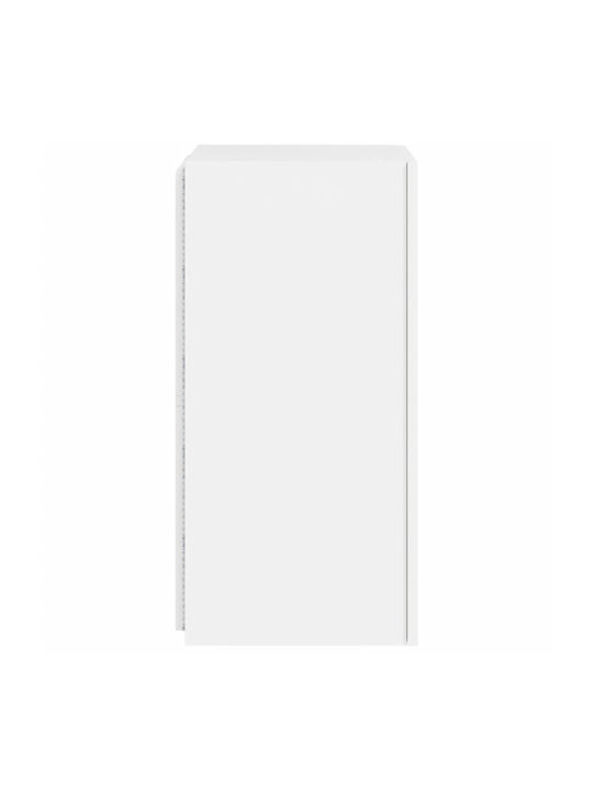 Wall Living Room Display Cabinet made of Particleboard with Glass & Lighting White 30.5x35x70cm