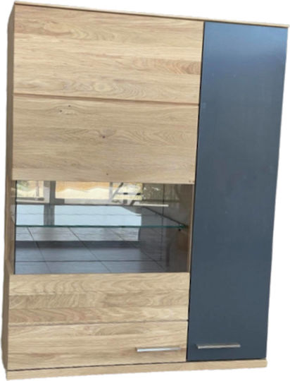 Βιτρίνα Σαλονιού από MDF με Τζάμι & Φωτισμό Λευκό 90x38x117cm Βιτρίνα Σαλονιού από MDF με Τζάμι & Φωτισμό Λευκό 90x38x117cm
