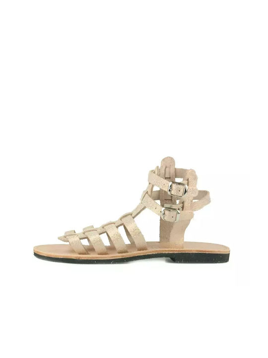 To Be Yourself Damen Flache Sandalen Gladiator in Beige Farbe