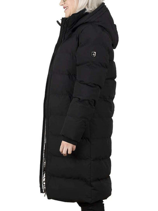 Woman Goldmine Long Μακρύ Γυναικείο Puffer Μπουφάν για Χειμώνα Black