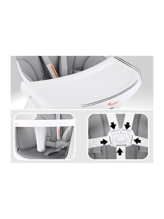 Highchair with Plastic Frame & Leatherette Seat Gray