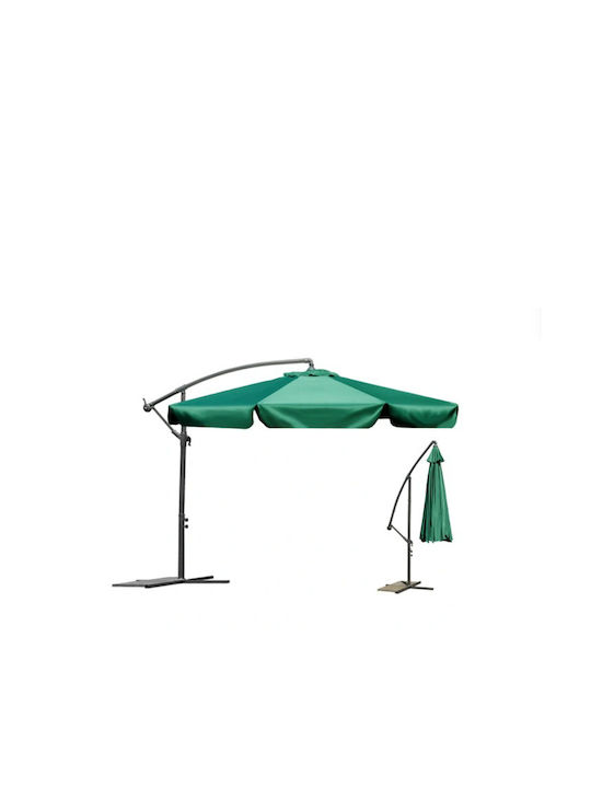 Hanging Circular Aluminum Garden Parasol Green Diameter 3m