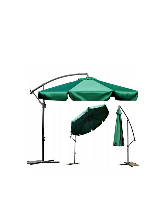 Hanging Circular Aluminum Garden Parasol Green Diameter 3m