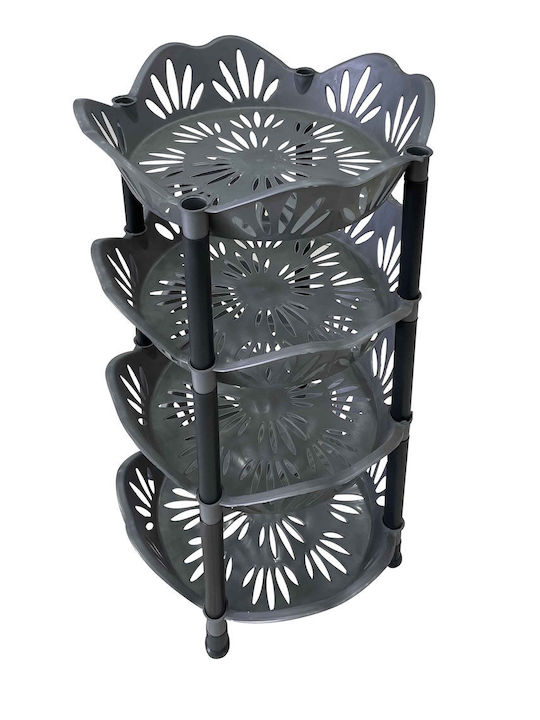 Kitchen Rack Plastic Gray 4 Slots 40x40x72cm