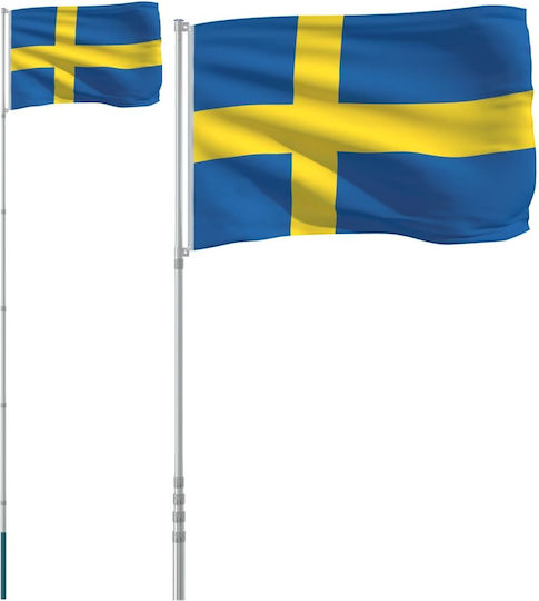 Flag of Sweden Polyester with a stake 5.55 m. made of Aluminum