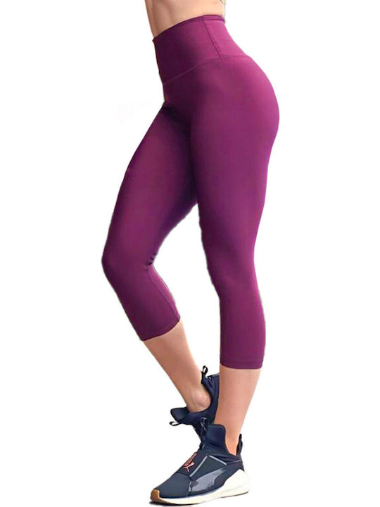 Women's Capri Firming High Waist & Push Up Leggings Burgundy