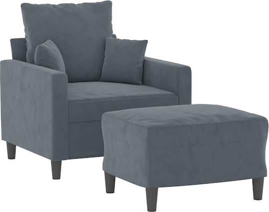 Armchair with Footstool Dark Grey 78x77x80cm