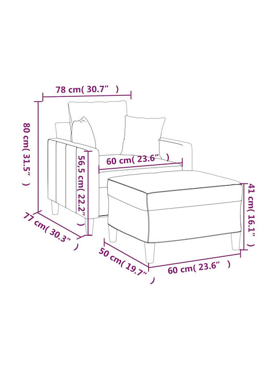cu Puf Catifelat Gri închis 78x77x80cm