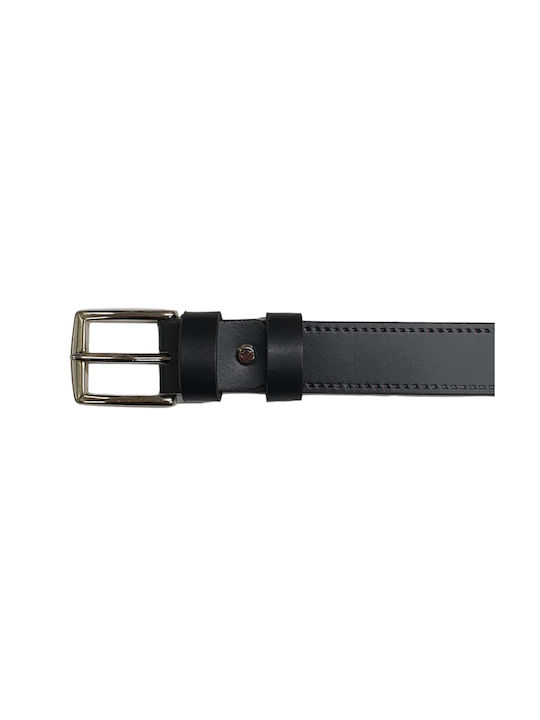 Kouros Men's Leather Wide Belt Black