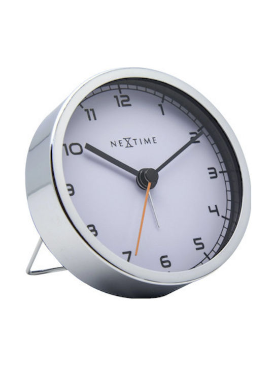 Nextime Silent Wall Clock Metallic White Ø9cm