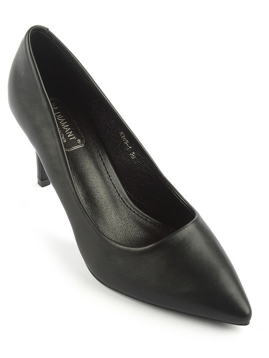 Fshoes Synthetic Leather Pointed Toe Black Heels